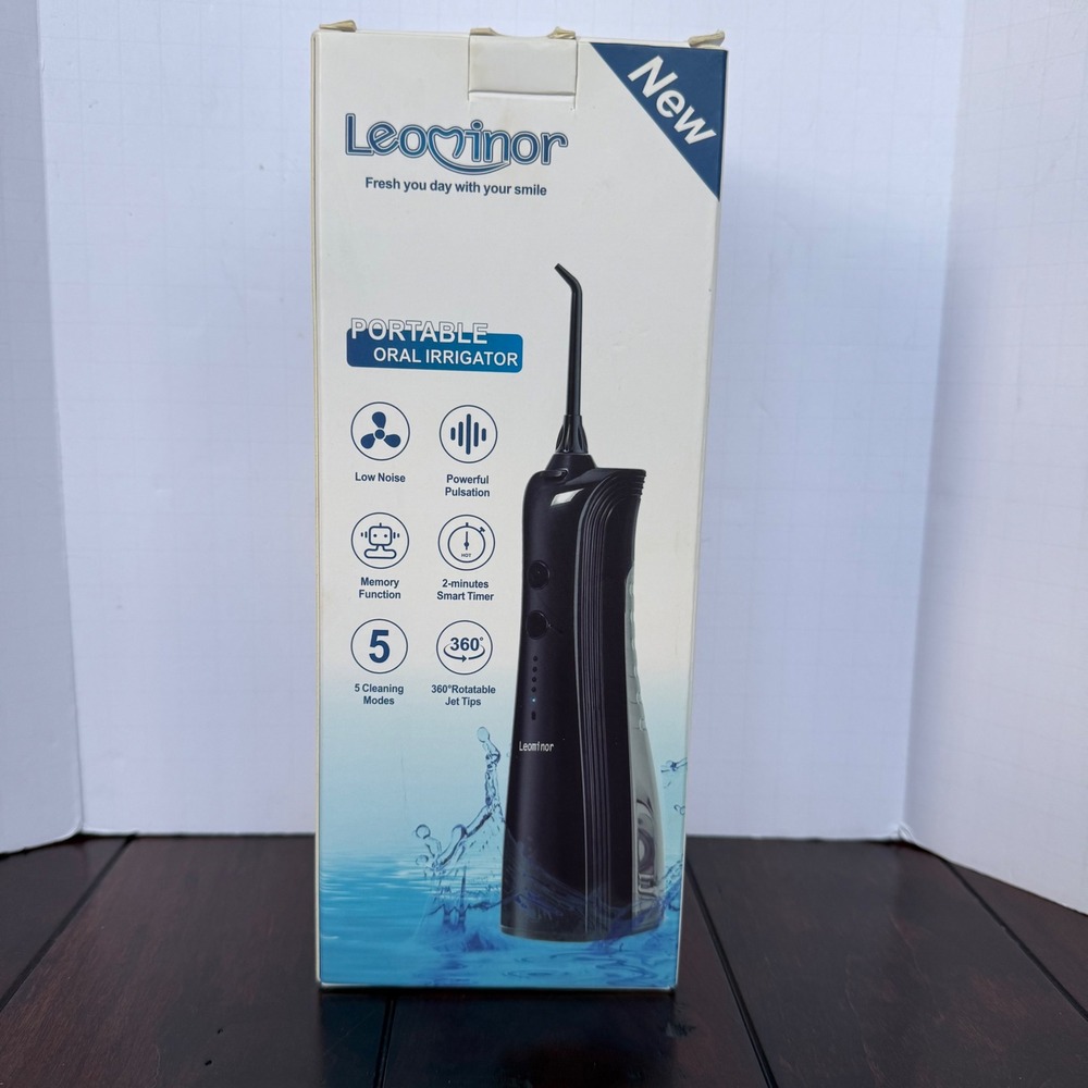 Leominor Cordless Water Flosser Portable Oral Irrigator 5 Modes IPX7‎ Waterproof